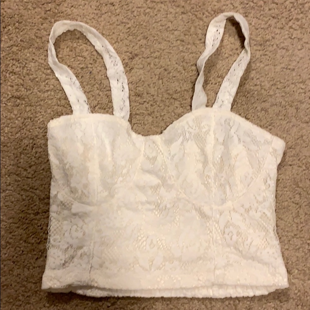 Cream lace crop top
